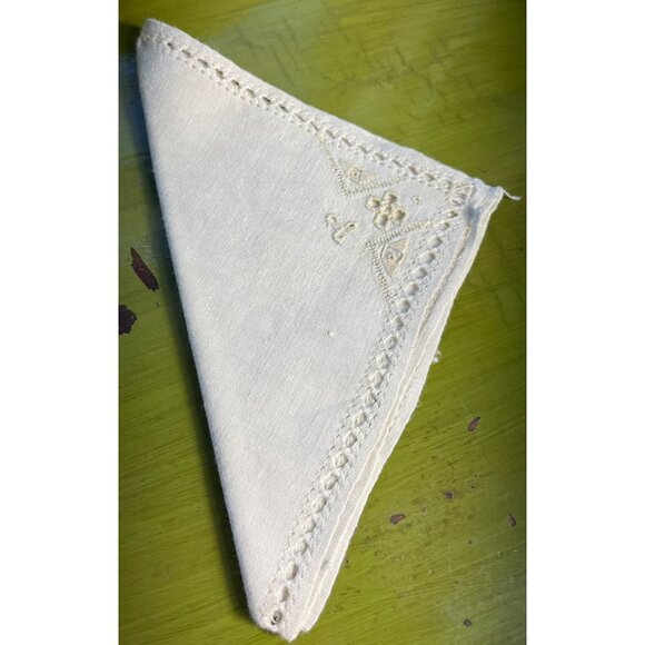 Vtg Linen Napkins Flax 12.5" Square Embroider Drawnwork Cottagecore Dining Home - Picture 6 of 9